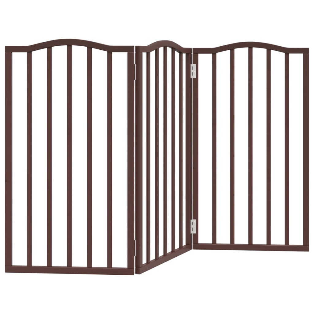 vidaXL Puerta para perros plegable 3 paneles álamo marrón roble 150 cm