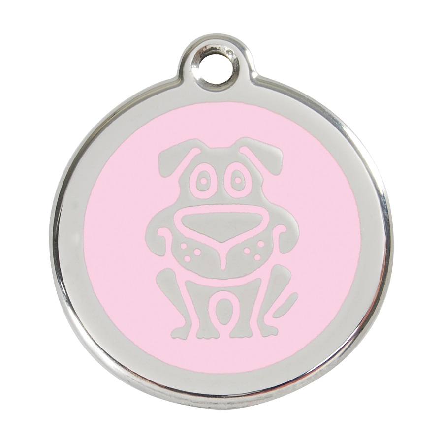 Placa identificativa Acero Inoxidable Esmalte Perro Rosa para perros