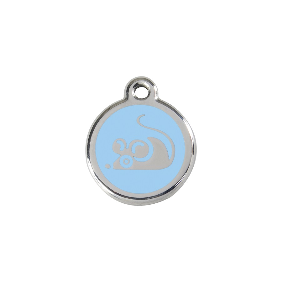 Placa identificativa Acero Inoxidable Esmalte Ratón Azul Claro para gatos