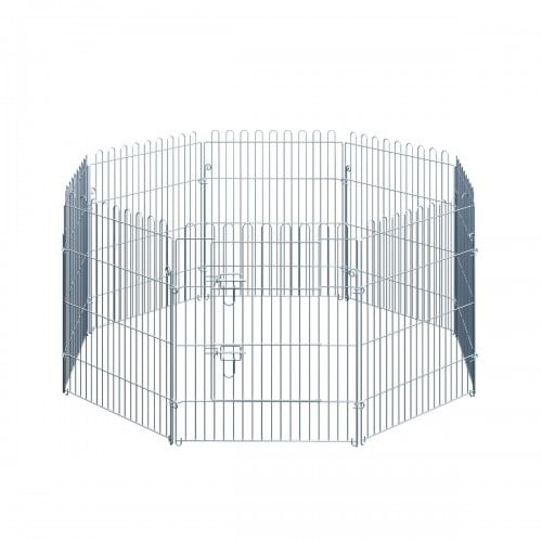 Pawhut parque para perros de 8 piezas 63x76 cm vallas para perros plegables con 1 puerta y marco de acero para jardín patio plata
