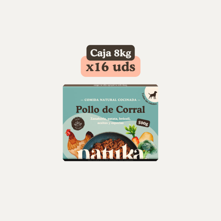Comida para perros. Menú cocinado de pollo de corral