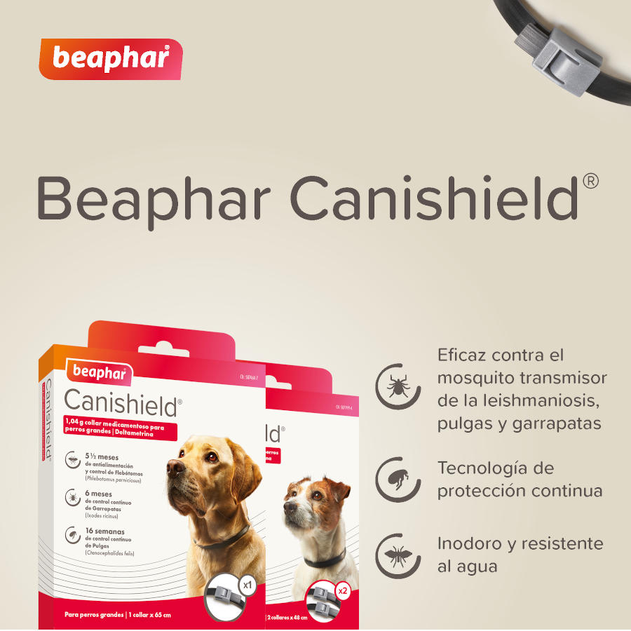 Beaphar Canishield Collar Antiparasitario para perros pequeños y medianos, , large image number null