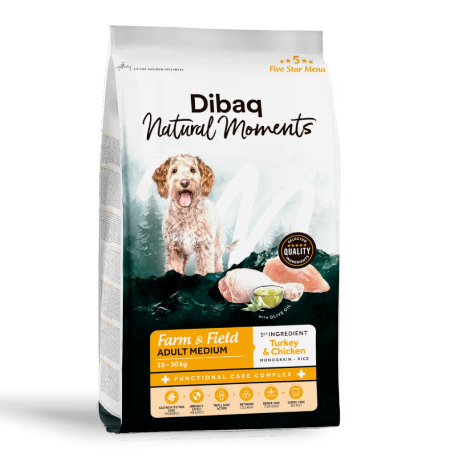 Imagen de Dibaq Natural Moments Pienso Adult Medium Pavo y Pollo para perro
