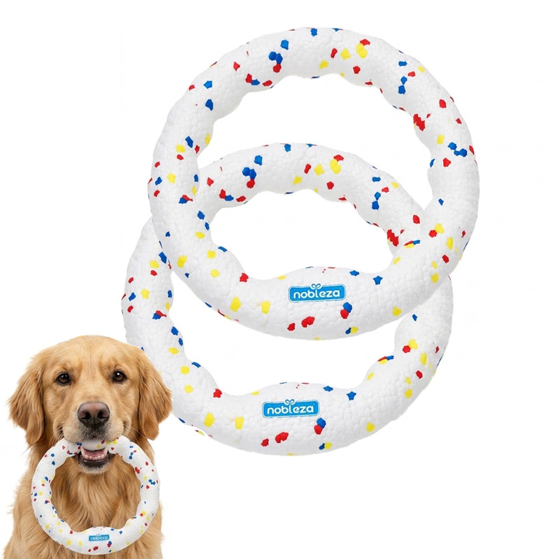 Nobleza Frisbee para Perros Pack de 2 – Disco Volador Interactivo de Goma E-TPU Indestructible y Ultraligero, Juguete Flotante y Limpiadientes para