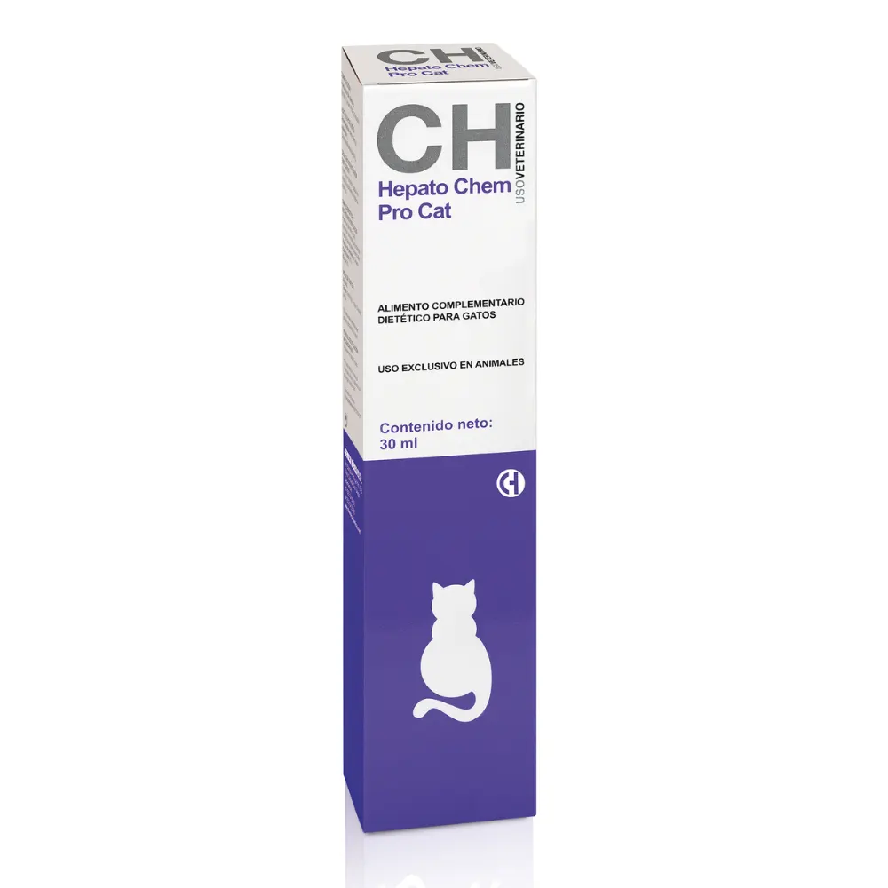 Hepato Chem Pro Cat 30 ml suplemento veterinario avanzado formulado para proteger y regenerar el hígado para gatos Chemica lbérica