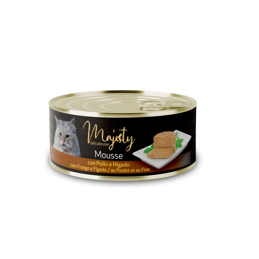 24 latas x 85 g Majesty Adult Mousse de Pollo e Hígado lata para gatos ¡Pack ahorro!
