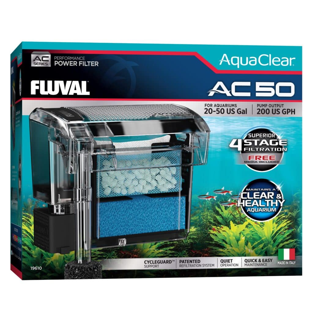 Filtro de mochila para acuario Fluval AquaClear AC50, 757 lph