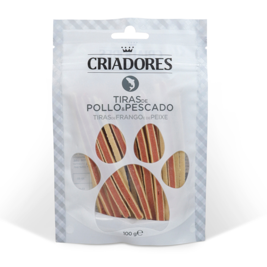 Imagen de Criadores Tiras de Pollo y Pescado snack para perros