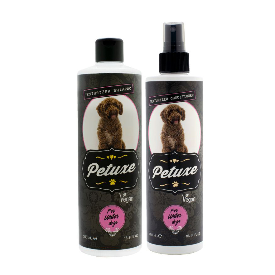 Petuxe Cosmetics Pack champú y acondicionador para pelo rizado para perros