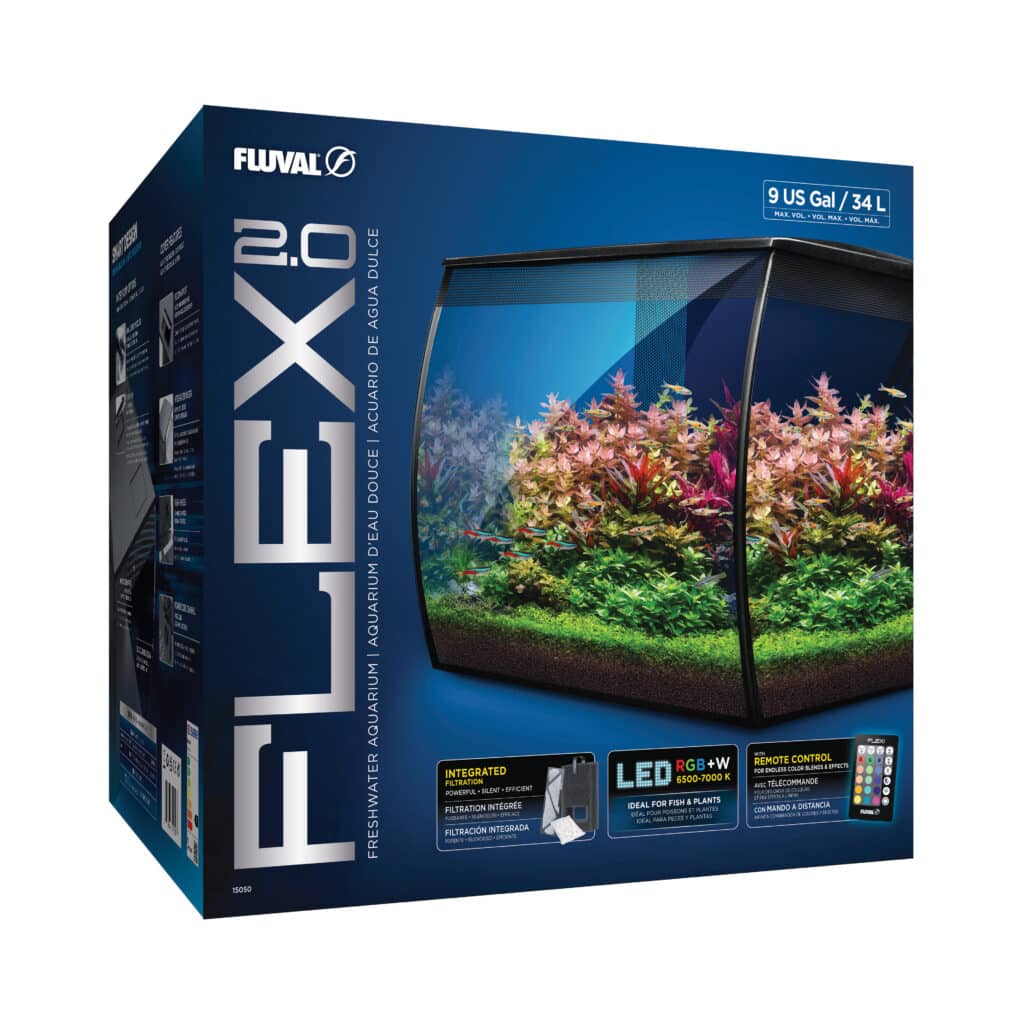 Kit Acuario de vidrio Fluval Flex 2.0, Negro, 57 L