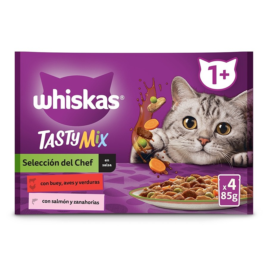 24 sobres x 85 g Whiskas Tasty Mix Selección del Chef Salsa en Bolsita para gatos ¡Pack ahorro!