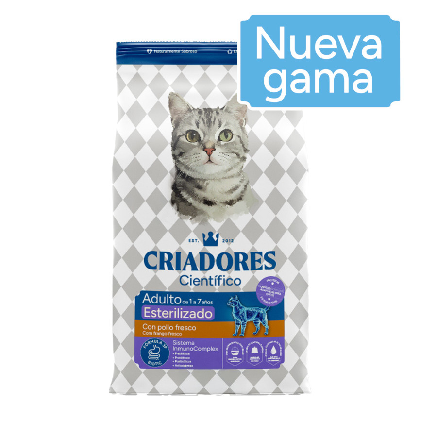 2 x 10 kg Criadores Científico Adulto Esterilizado Pollo pienso para gatos ¡Pack Ahorro!