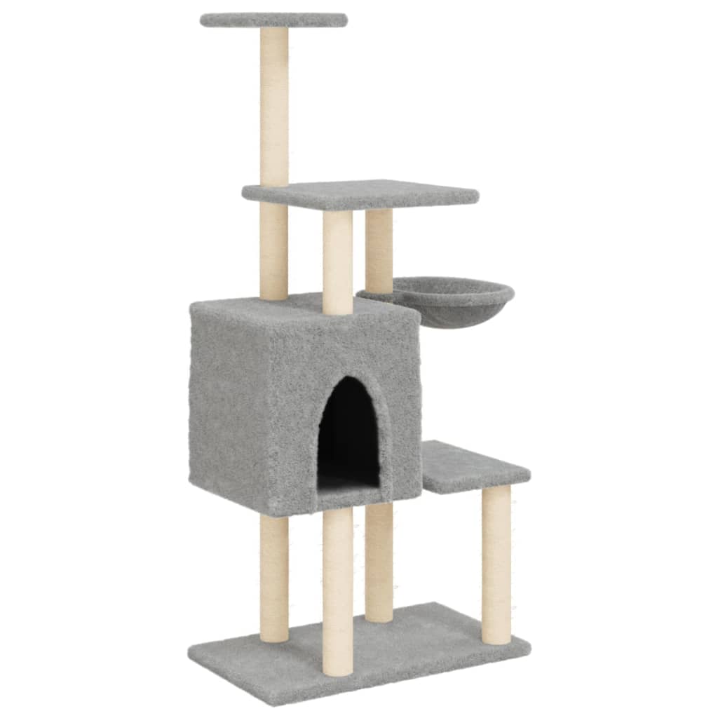 vidaXL Rascador para gatos con postes de sisal gris claro 131 cm