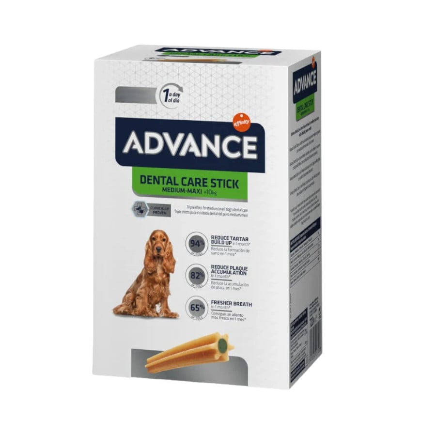 84 barritas Advance Dental Care Stick Medium y Maxi snack para perros ¡Pack ahorro!