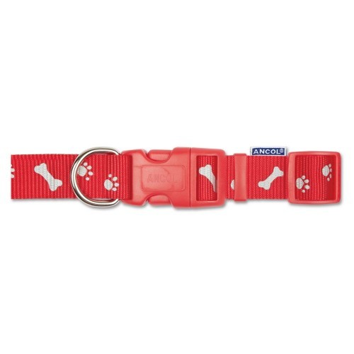 Collar ajustable Ancol  Indulgence modelo Paw N Bone para perros color Rojo, , large image number null