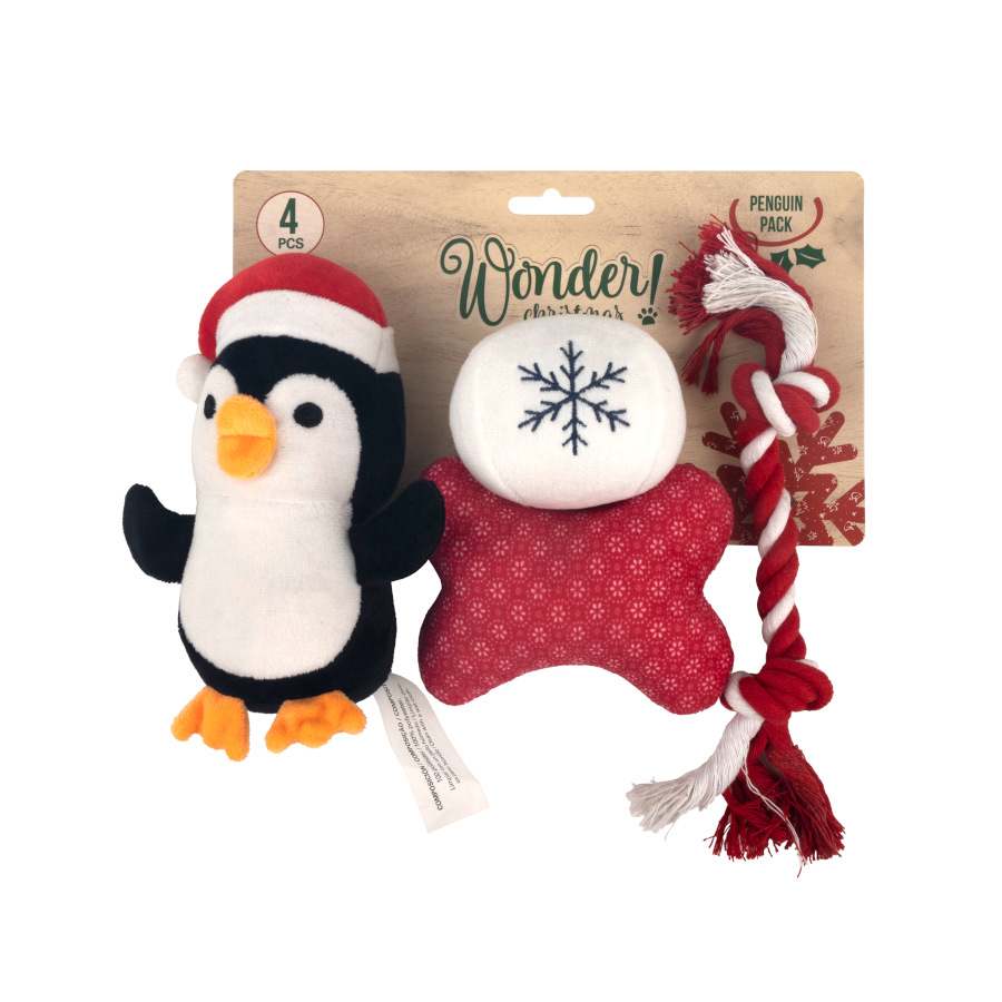 Wonder Christmas Penguin Pack Juguetes Navideños para perros