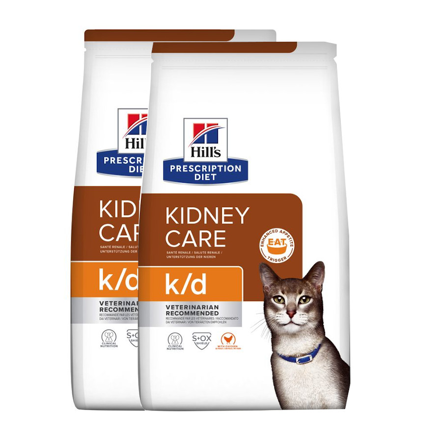 2 x 1.5 kg Hill’s Prescription Diet Kidney Care k/d Pollo pienso para gatos ¡Pack ahorro!
