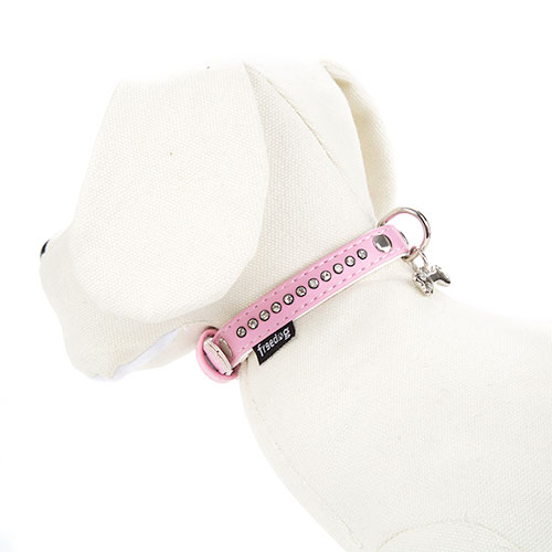 Freedog Collar perros de polipiel rosa con strass image number null