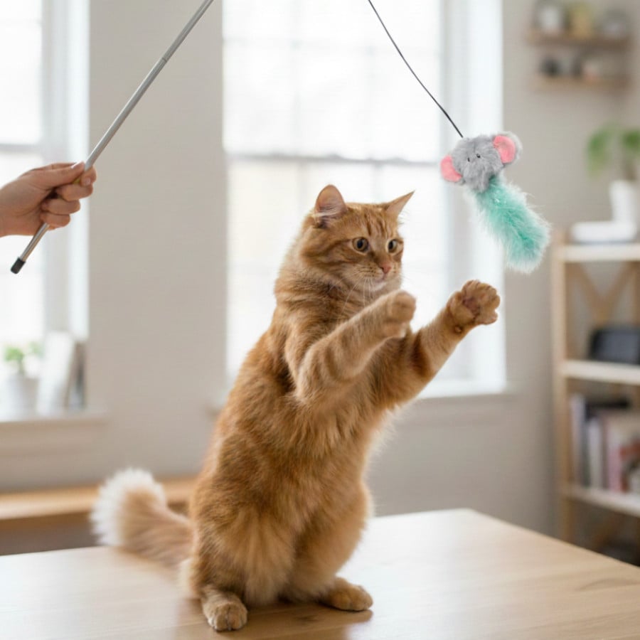 Tootoy! Caña Interactiva con Peluche de Elefante y Plumas para gatos