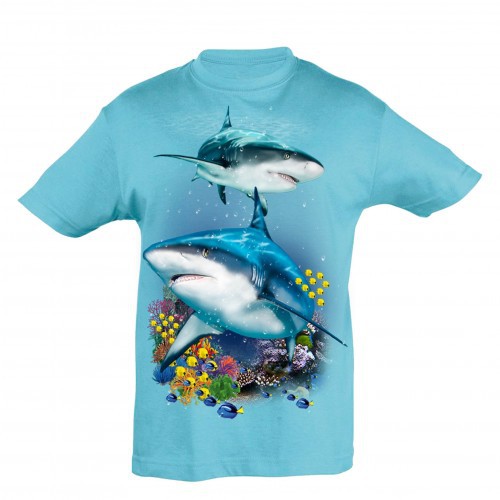 Camiseta Niño Tiburones y arrecife color Azul, , large image number null