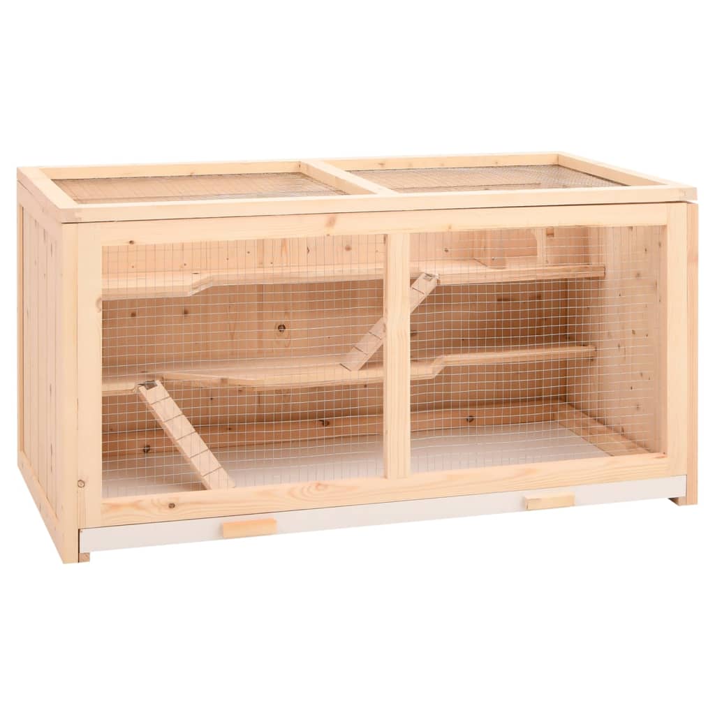 vidaXL Jaula para hámster madera maciza abeto 104x52x54 cm