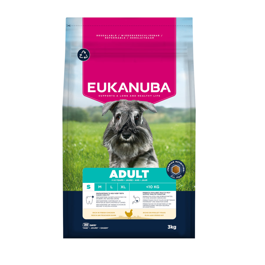 3 kg Eukanuba Adult pollo pienso para perros de raza pequeña