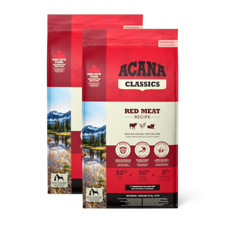 2 x 9.7 kg Acana Classics Red Meat Cordero pienso para perros ¡Pack ahorro!