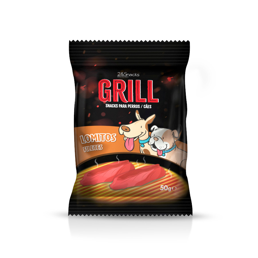 6 bolsitas x 50 g 2&Snacks Filetes Grill de Carne para perros ¡Pack ahorro!