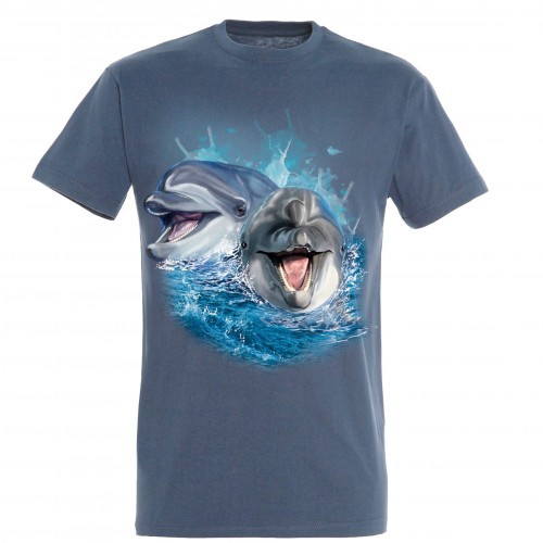 Camiseta Delfines jugando color Azul, , large image number null