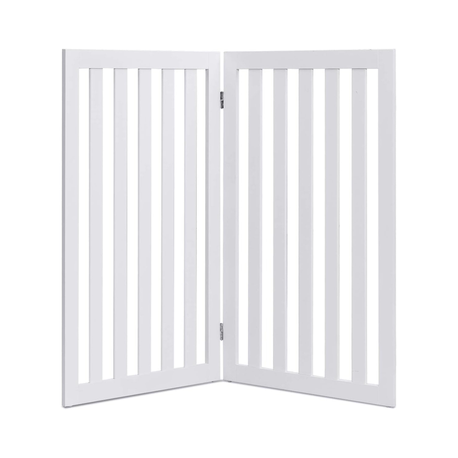 COSTWAY Cerca de Madera 89 cm Plegable para Mascotas Cerca Amplia Extra Giratoria a 360°, Barrera Expandible (2 Paneles Blanco)