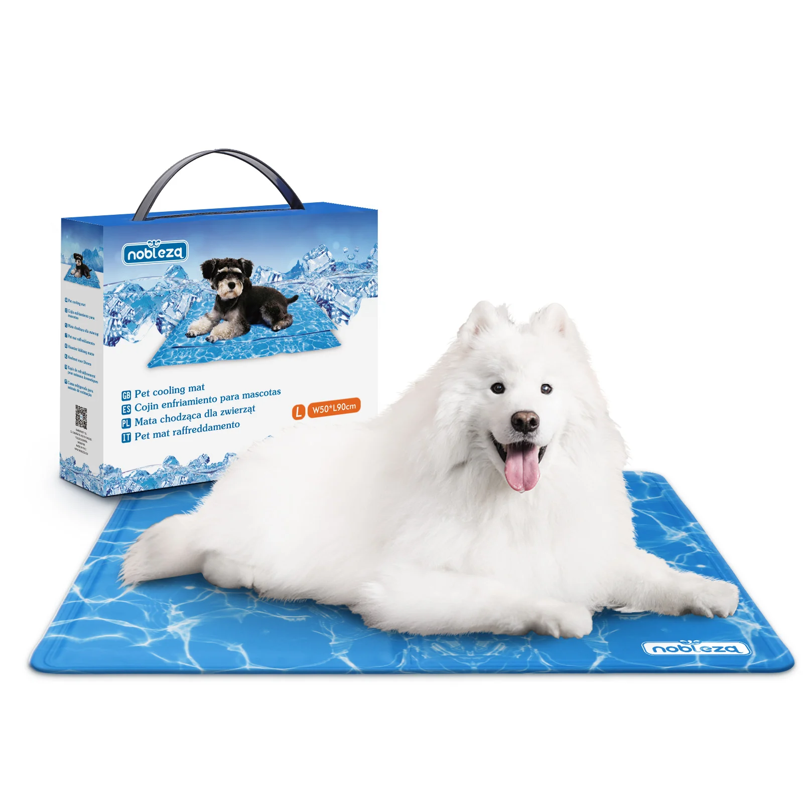 Nobleza - Alfombrilla refrescante para Mascotas Grandes. Auto refrigerante No tóxico. Ideal para para Perros, Gatos en Verano. 70 * 110 cm, Color Azul