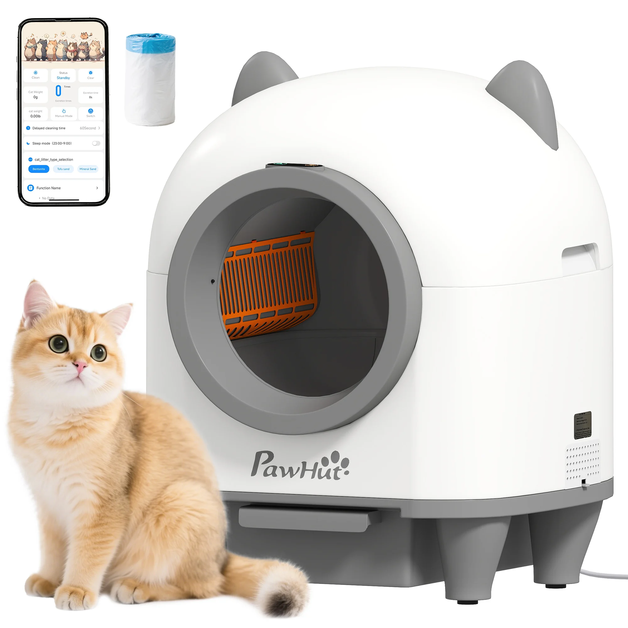 PawHut Arenero Autolimpiable para Gatos