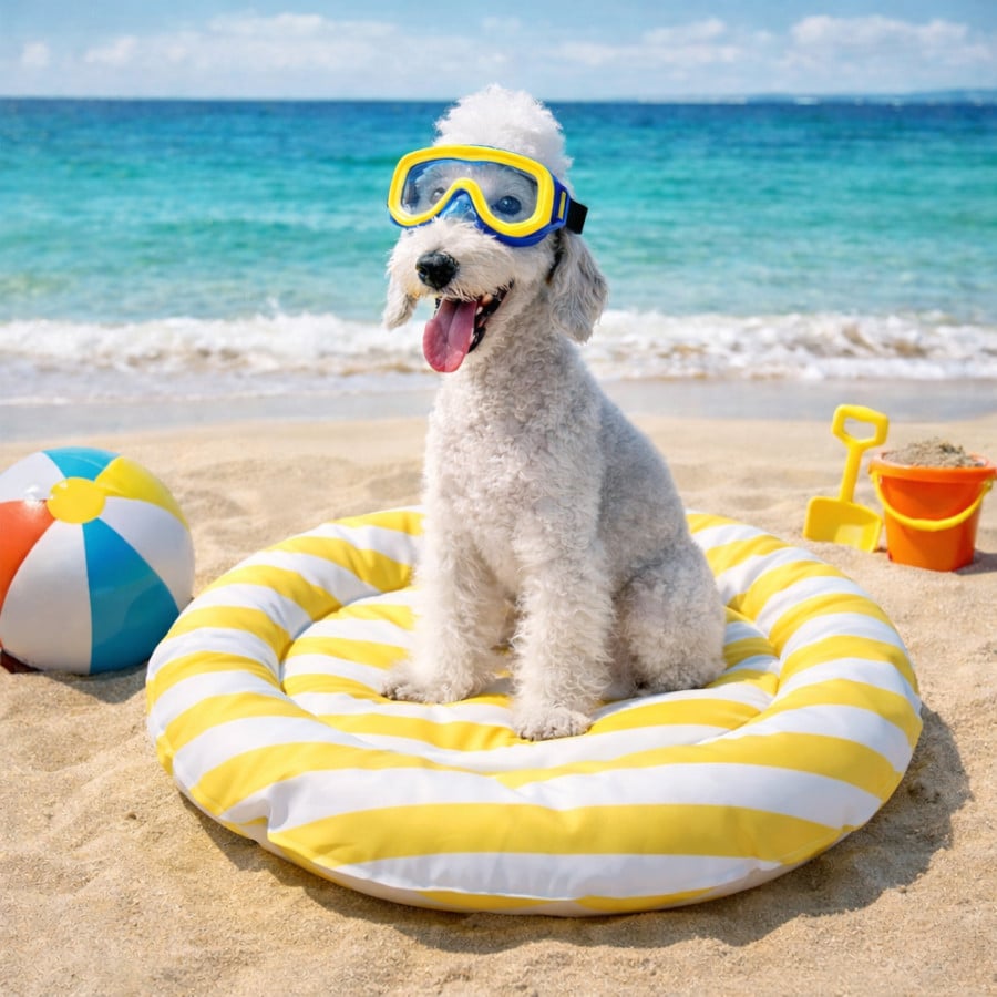 Summer Vibes Cama Redonda Refrescante Amarilla para perros