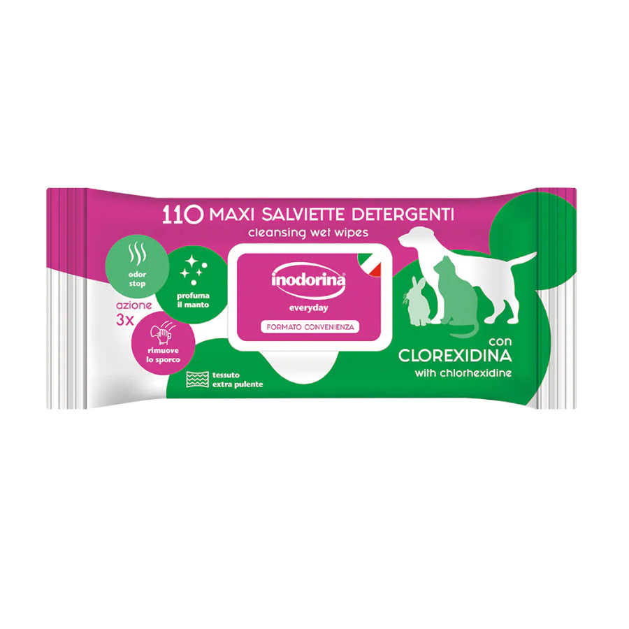 Inodorina Refresh Toallitas Húmedas Clorhexidina para perros y gatos