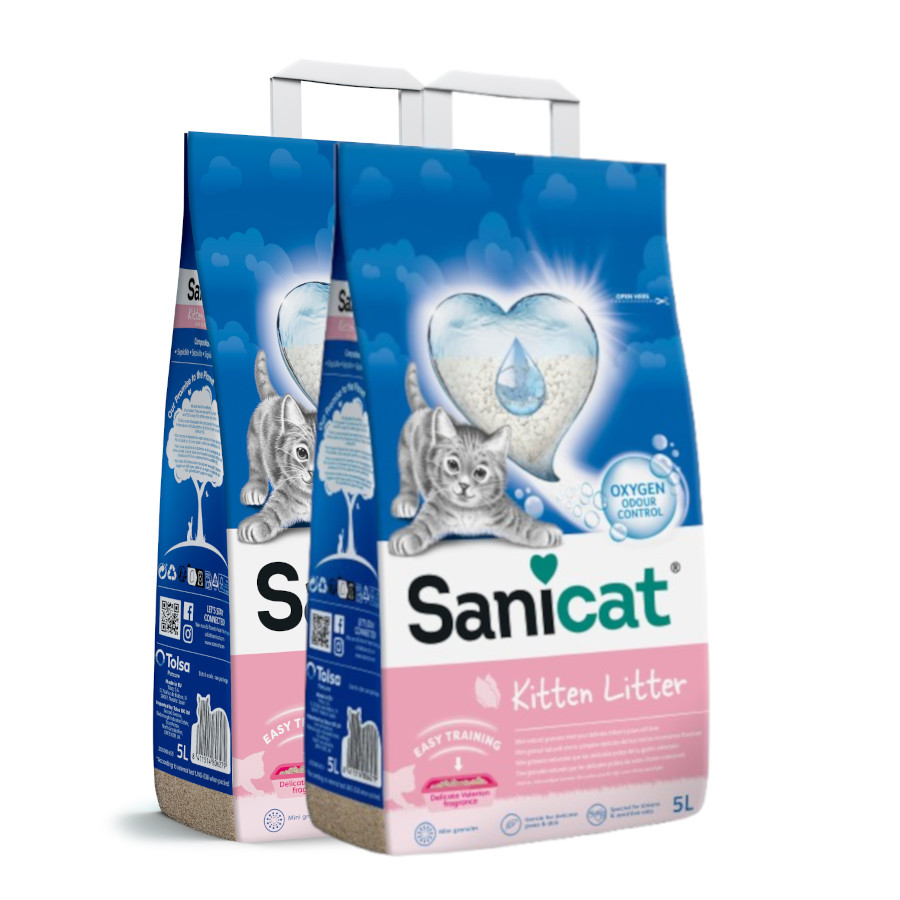 2 x 5 L Sanicat Kitten Arena Superabsorbente para gatitos ¡Pack ahorro!