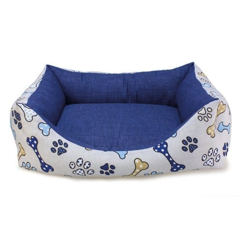 Cama Huesos y huellas para perros color Azul