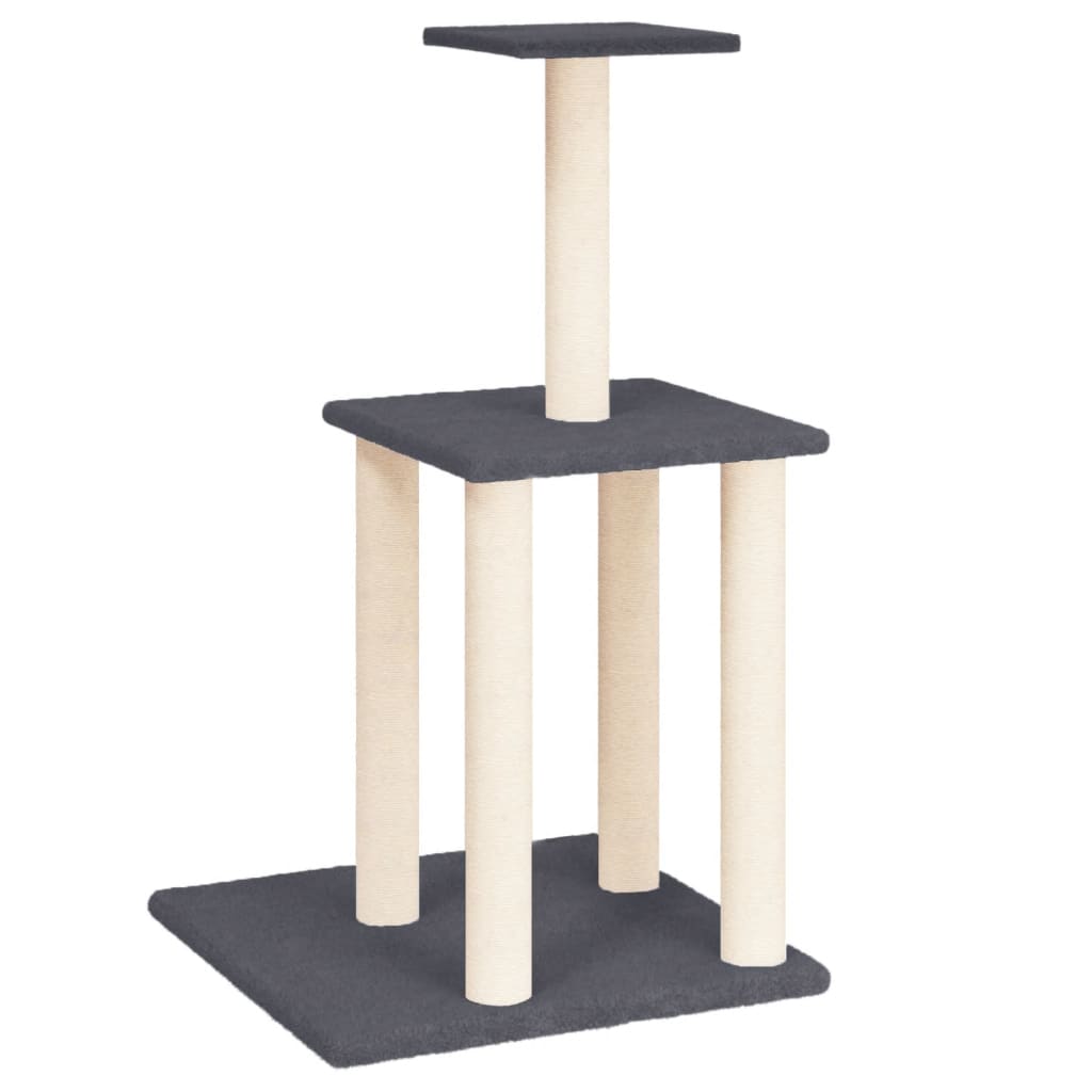 vidaXL Rascador para gatos con postes de sisal gris oscuro 85,5 cm