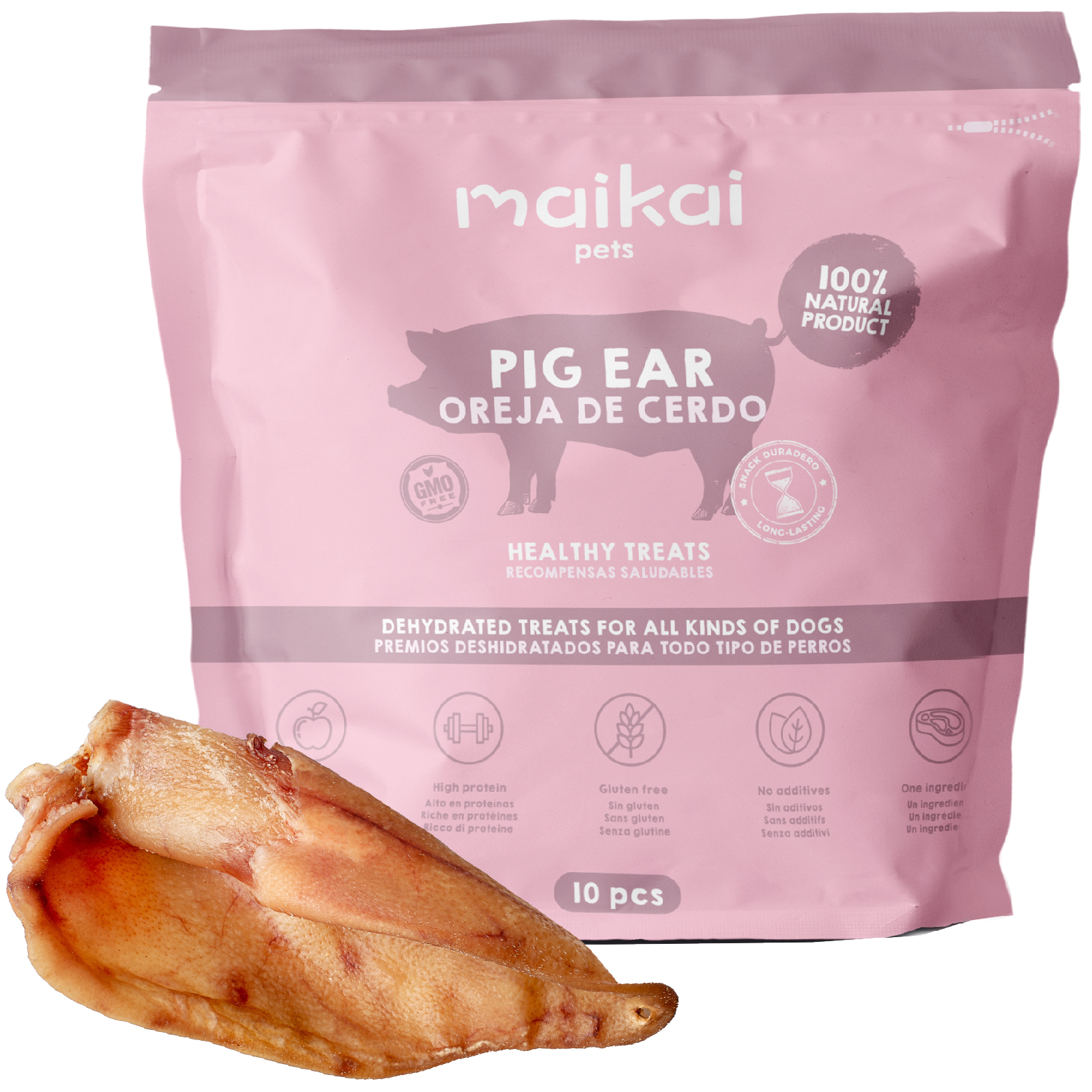 MAIKAI Orejas de Cerdo para Perros 2 Uds – Chuches y Snacks para Perros