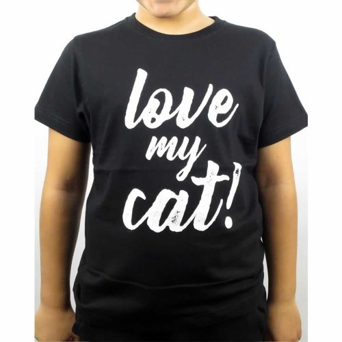 Camiseta niño/a "Love my cat!" color Negro, , large image number null
