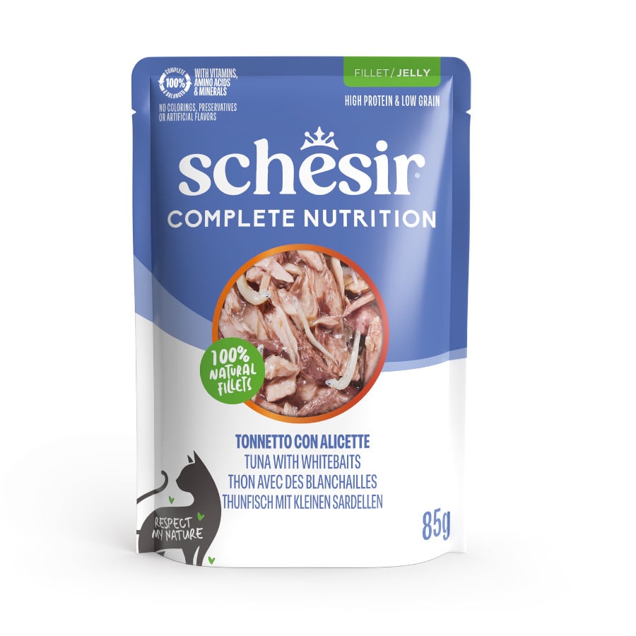 24 sobres x 85 g Schesir Adult Atún con Anchoveta sobre para gatos ¡Pack ahorro!