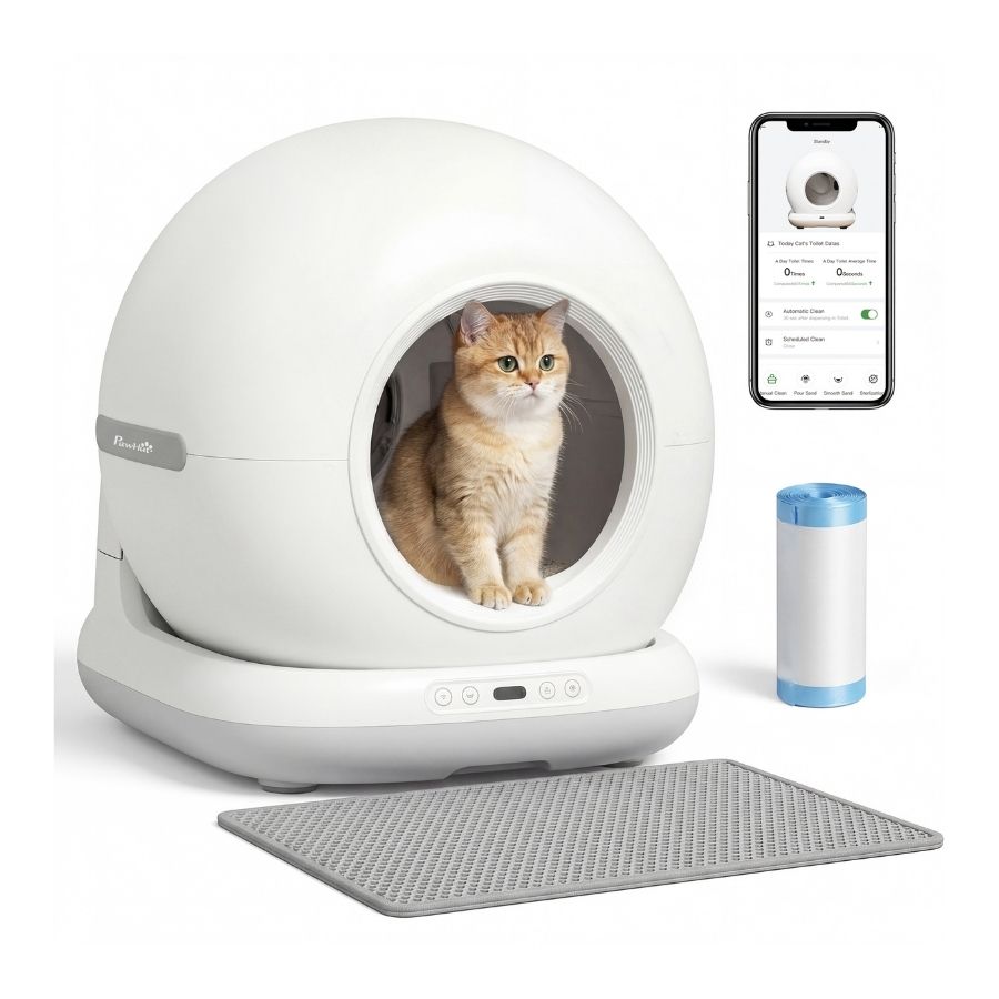 PawHut Arenero Autolimpiable Blanco para gatos