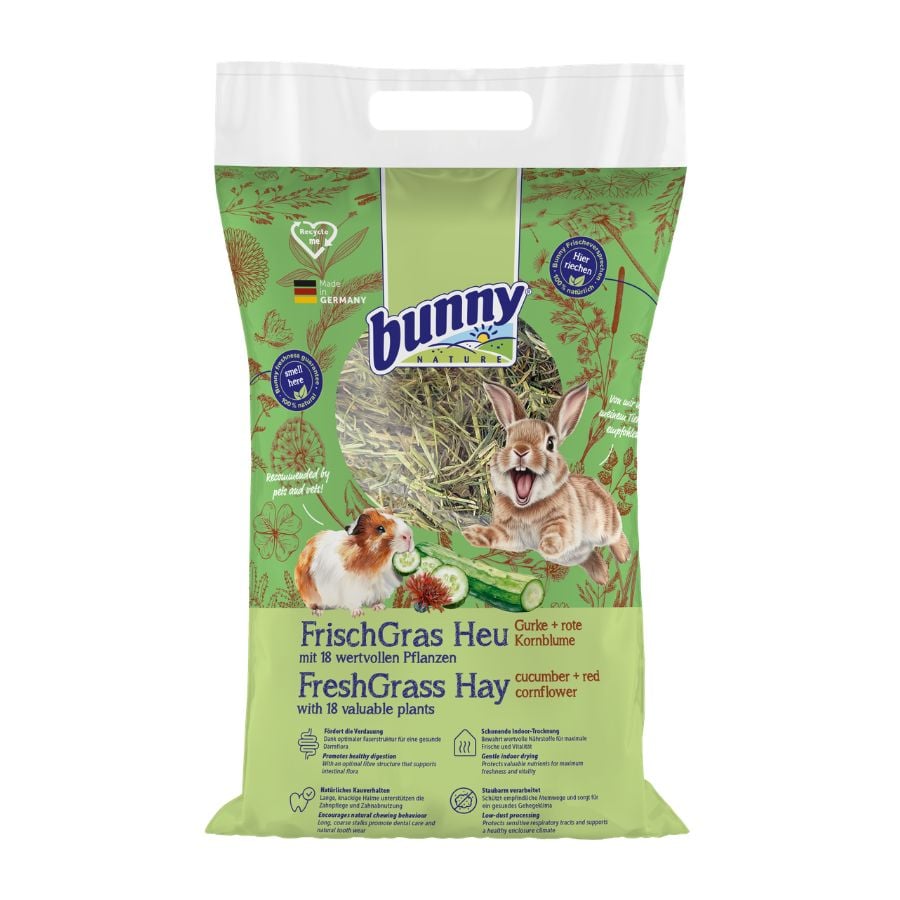 Bunny Heno Pepino y Flor de Maíz Roja para conejos y roedores