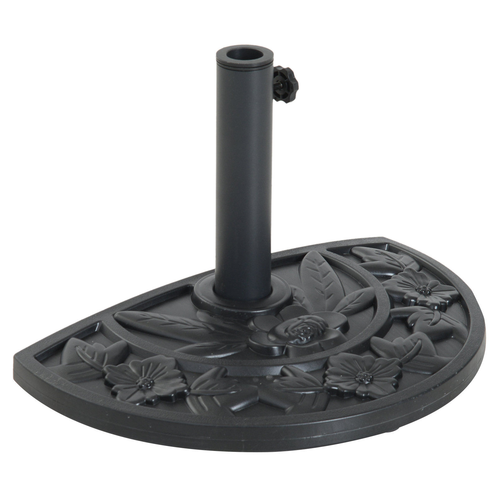 Outsunny Base para Sombrilla Semicircular Peso 9 kg Soporte Parasol de Jardín Apto para Mástil de 35mm/38mm/48mm Relleno de Cemento para Terraza Patio