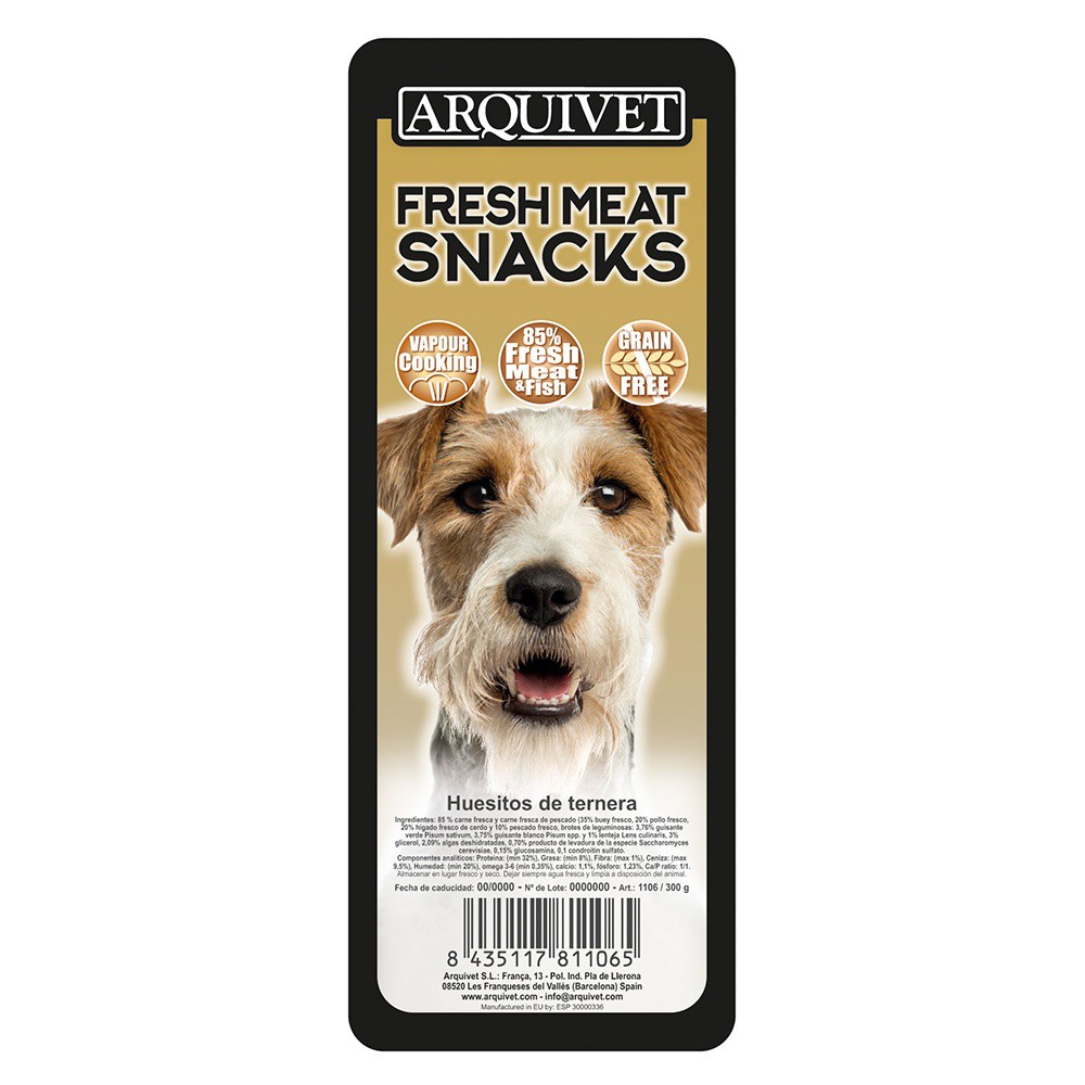 Huesitos Fresh Meat Dog Snacks Arquivet para perros sabor Ternera, , large image number null