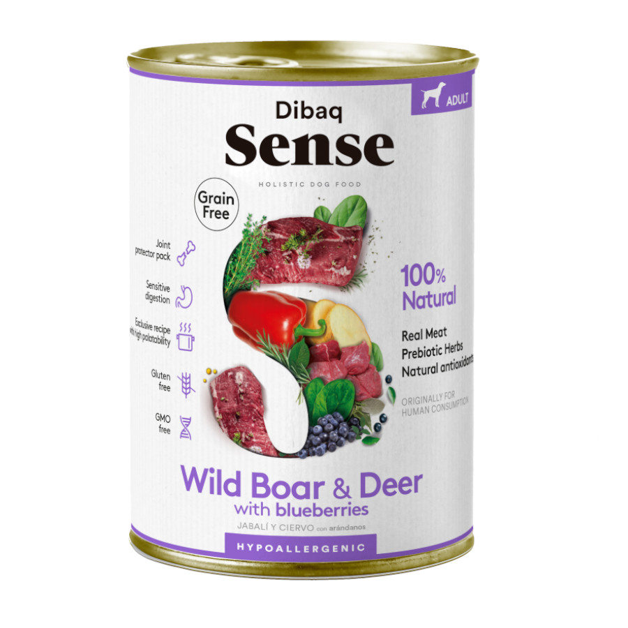 12 latas x 380 g Dibaq Sense Grain Free Ciervo y Jabalí Lata para perros adultos ¡Pack ahorro!