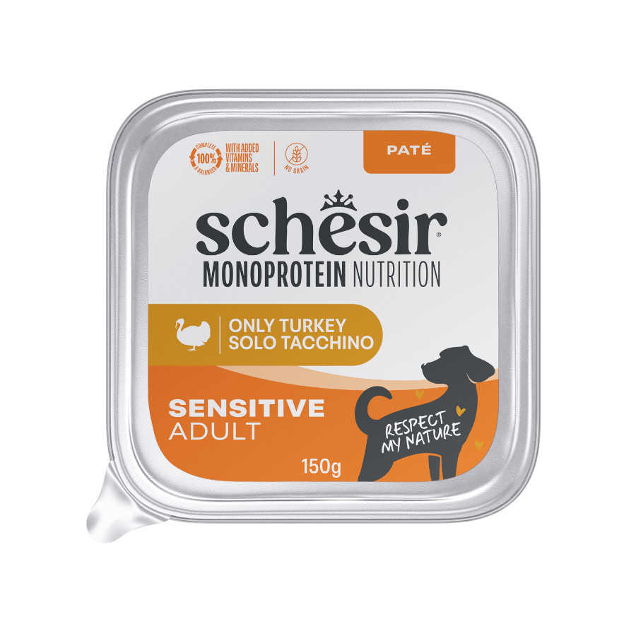 Imagen de Schesir Monoprotein Tarrina Pavo paté para perros