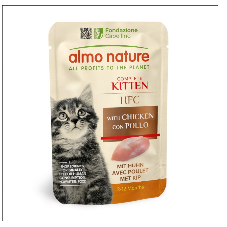24 sobres x 55 g Almo Nature Kitten HFC Pollo sobre para gatos ¡Pack ahorro!