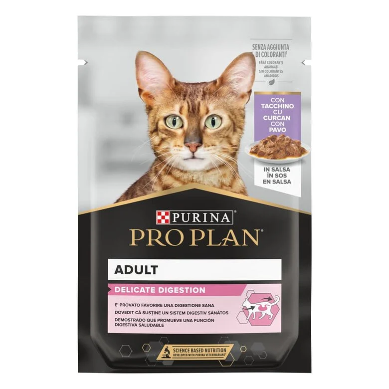 12 sobres x 85 g Pro Plan Delicate Digestion con Pavo en Salsa sobre para gatos ¡Pack ahorro!