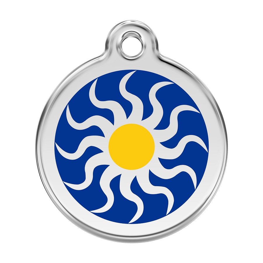 Placa identificativa Acero Inoxidable Esmalte Tribal Sun Azul para perros