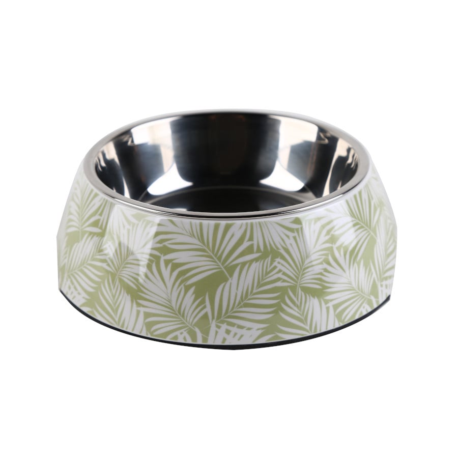 Leeby comedero acero inoxidable estampado verde para perros